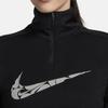 Nike Logo Half-Zip Long-Sleeve Casual T-Shirt Women Tops Black FN2637-010