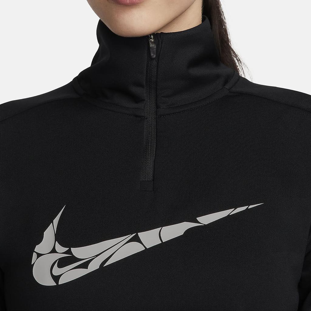 Nike Logo Half-Zip Long-Sleeve Casual T-Shirt Women Tops Black FN2637-010