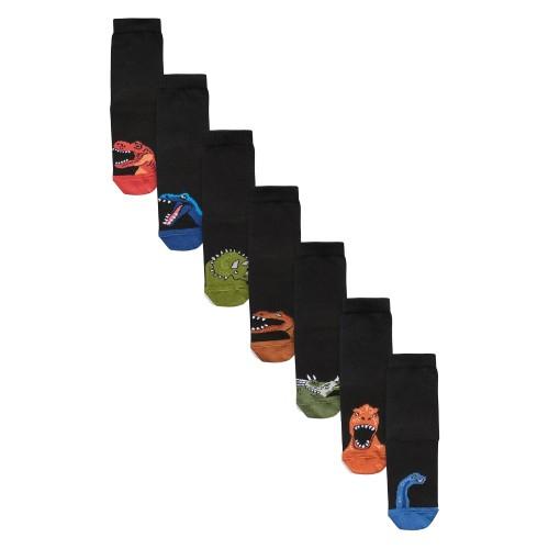 Ex Store Childrens/Kids Dinosaur Cotton Socks (Pack of 7)