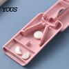 Pocket Size Medicine Box with Blade Portable Pill Cutter for Small Tablets, Stainless Steel Accurate Safe Splitter Adults Pills Splitter, Plastic