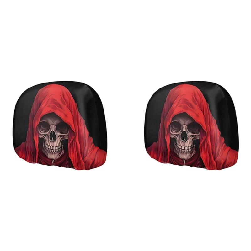 Stretch Car Headrest Cover Set 2 Pack, Visual Cabin Covers for Dust Care and Horror Theme Vehicle Decoration Update