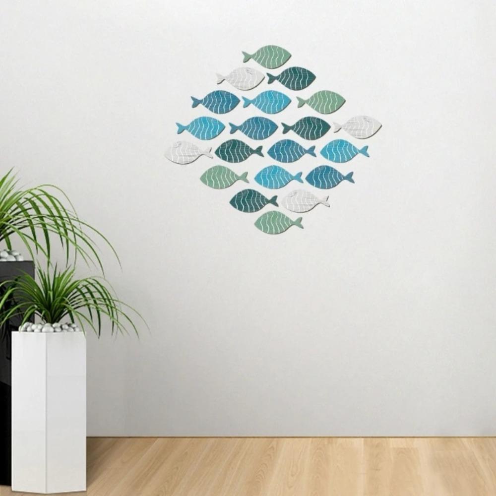 20pcs Wall Art Coastal Beach Fish Pendant Wooden Ocean Animal Signs  Summer Outdoor