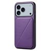 For iPhone 17 Pro Max Case Card Holder Kickstand Calf Textured Leather+PC+TPU Phone Cover
