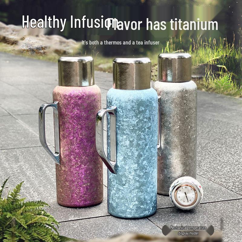 Luxury Titanium Tea Infuser Pot with Temperature Display - Large Capacity Insulated Cup for Business or Office