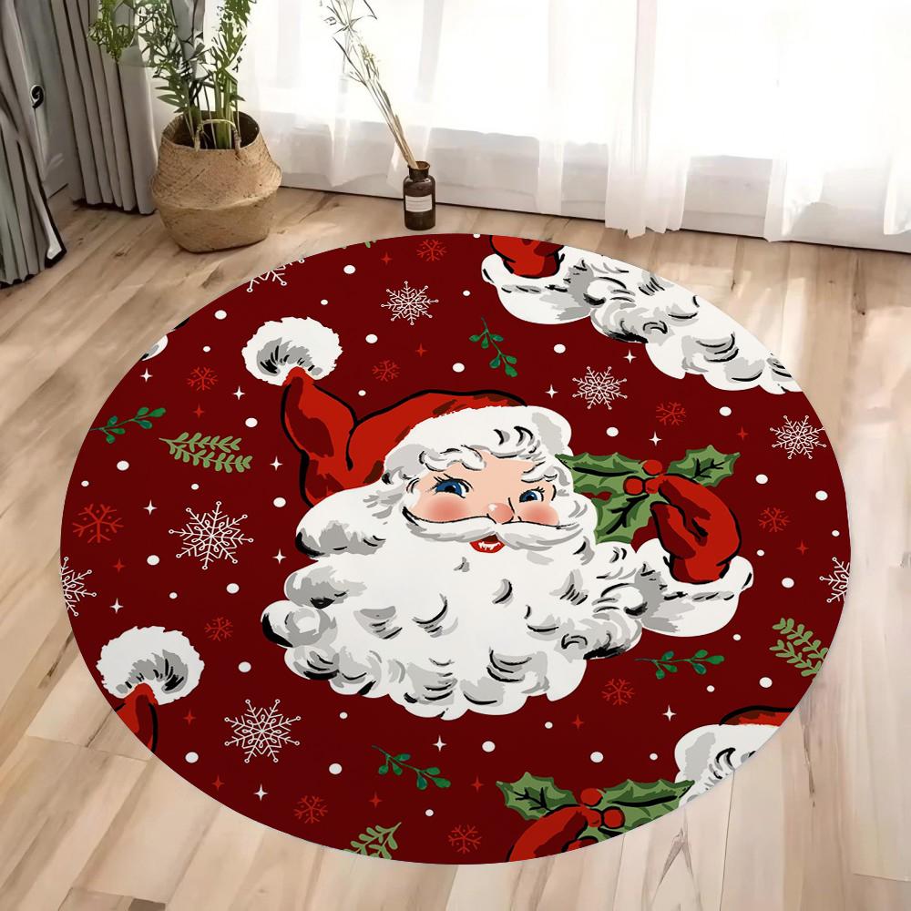 Merry Christmas Carpet Santa Claus Print Rug Living Room Kitchen Non-slip Rug Mat Doormat Outdoor Entrance Home Decoration