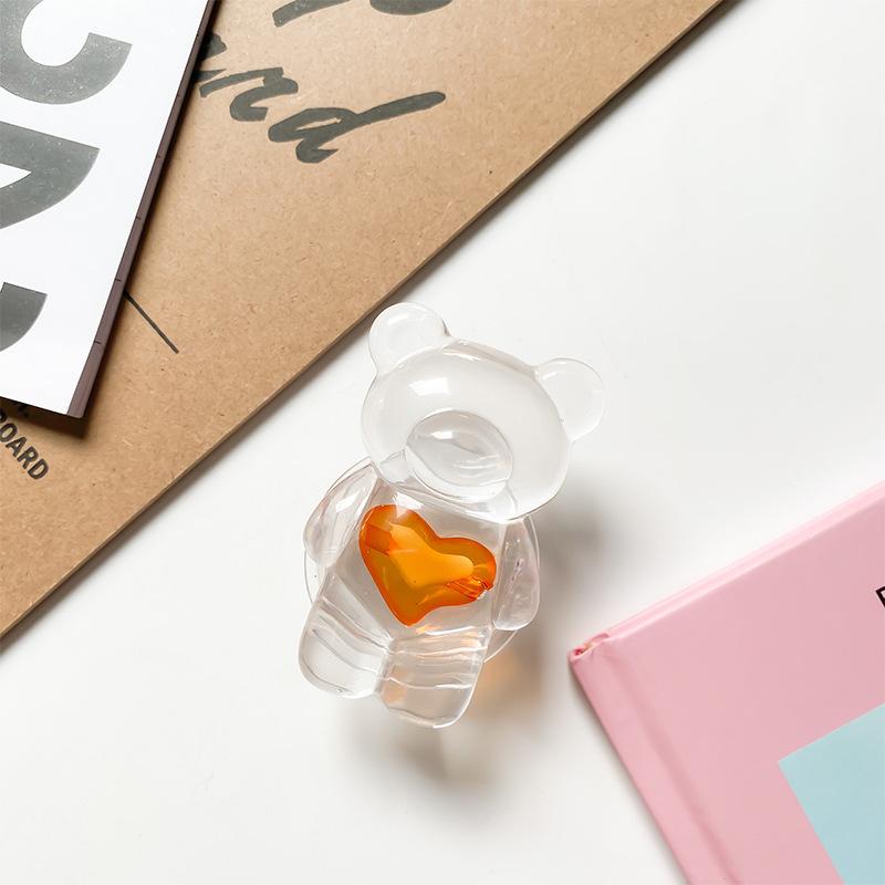 Creative Mobile Phone Airbag Bracket Transparent Love Bear Solid Color Simple Paste Retractable Airbag Mobile Phone Ring