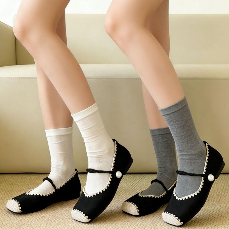 Leichte Kinder-Frotteesocken aus Seide für Frühling und Sommer mit kühlendem und atmungsaktivem Design, Wadenhöhe, einfarbig.