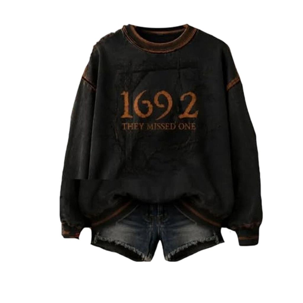 Women's Witch Tree Print Hoodie Long Sleeve Pullover for Fall Winter