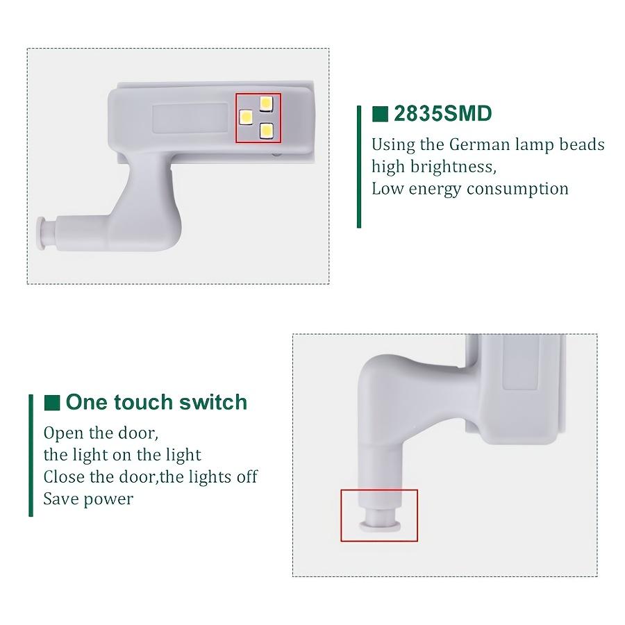 10pcs Auto-On LED Hinge Light Semi-Recessed Battery-Operated Under-Cabinet Lighting for Home Office Wardrobe Kitchen Closet Lamp