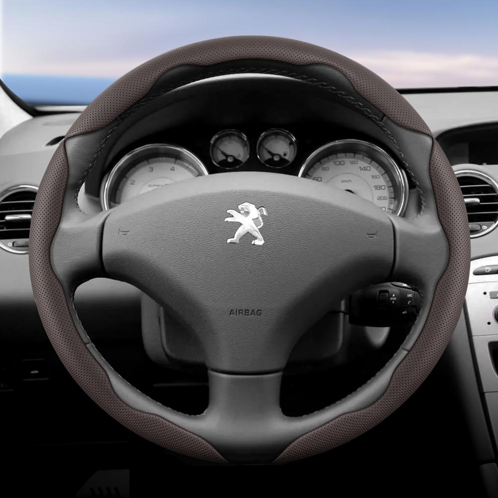 DHLWY1 Geeignet für Peugeot Atmungsaktive Löcher Lederlenkradabdeckung Segmentiertes Schnellverschluss-Design Rutschfest Langlebig 206 208 3008 308 207 307