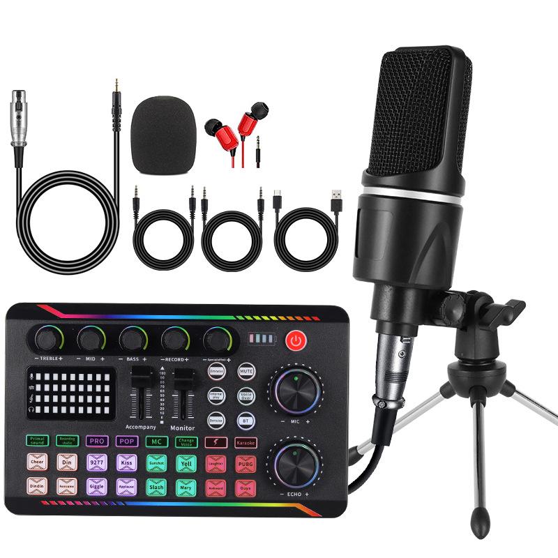 X1 English Sound Card Kit: Desktop Tripod, Mobile/PC Compatible for Live Broadcast, Singing, and Recording