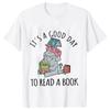 Its A Good Day To Read  T-shirts Women Book Lover Teacher Tshirts Elephant Cartoon Women's Clothing Vintage Women T-Shirts Tops
