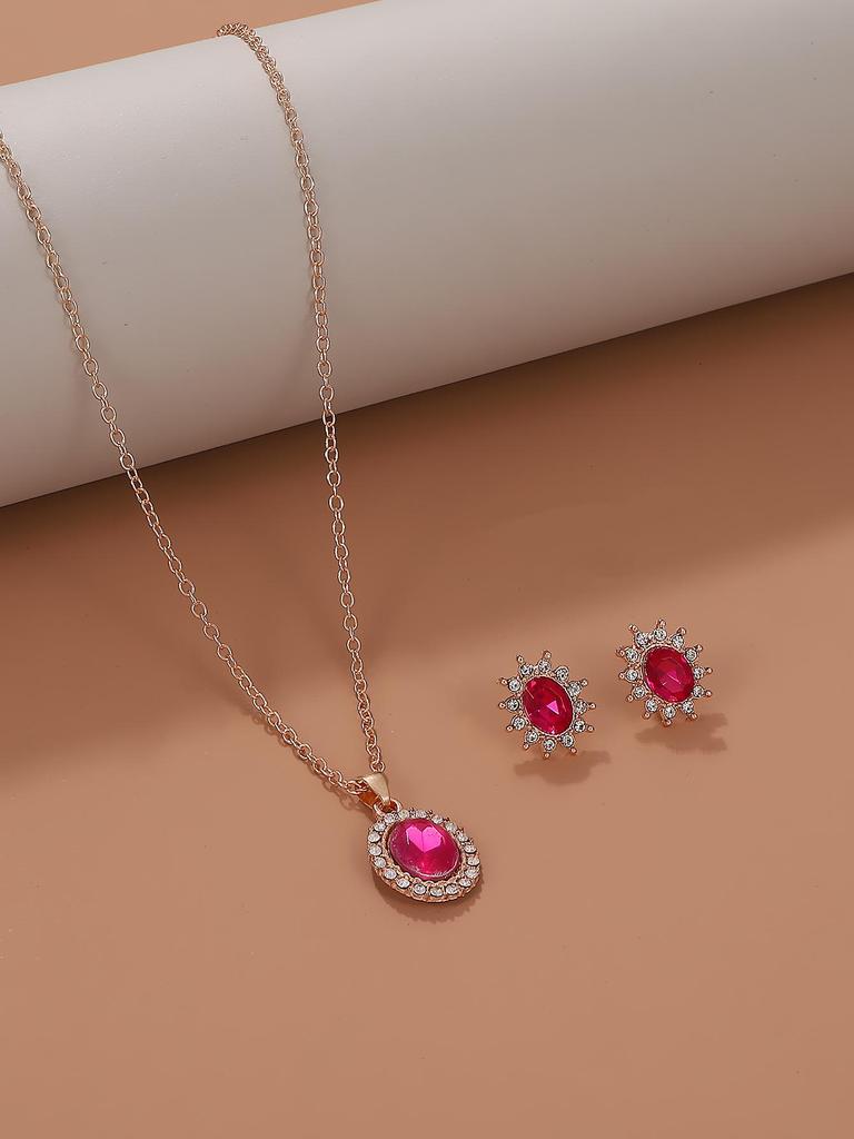 Elegant Pearl Teardrop Necklace & Stud Earrings Set for Bridal
