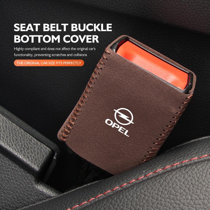 Suede Car Seat Belt Base Buckle Protector Cover Auto Accessories For Opel Vectra Zafira Meriva Mokka Grandland Vivaro Antara BL6