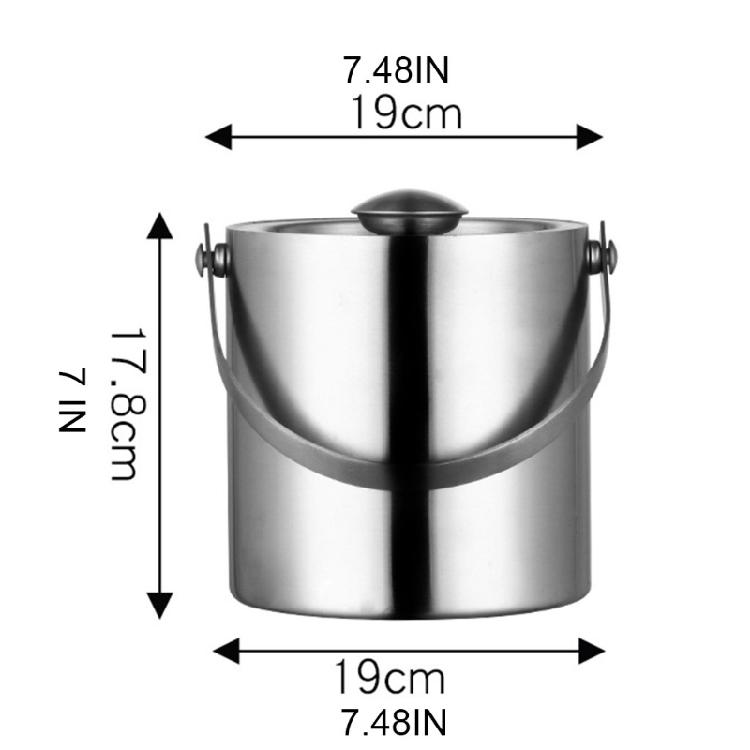 3 Liter Double Thermal Insulation Nordic Bar KTV Stainless Steel Ice Bucket