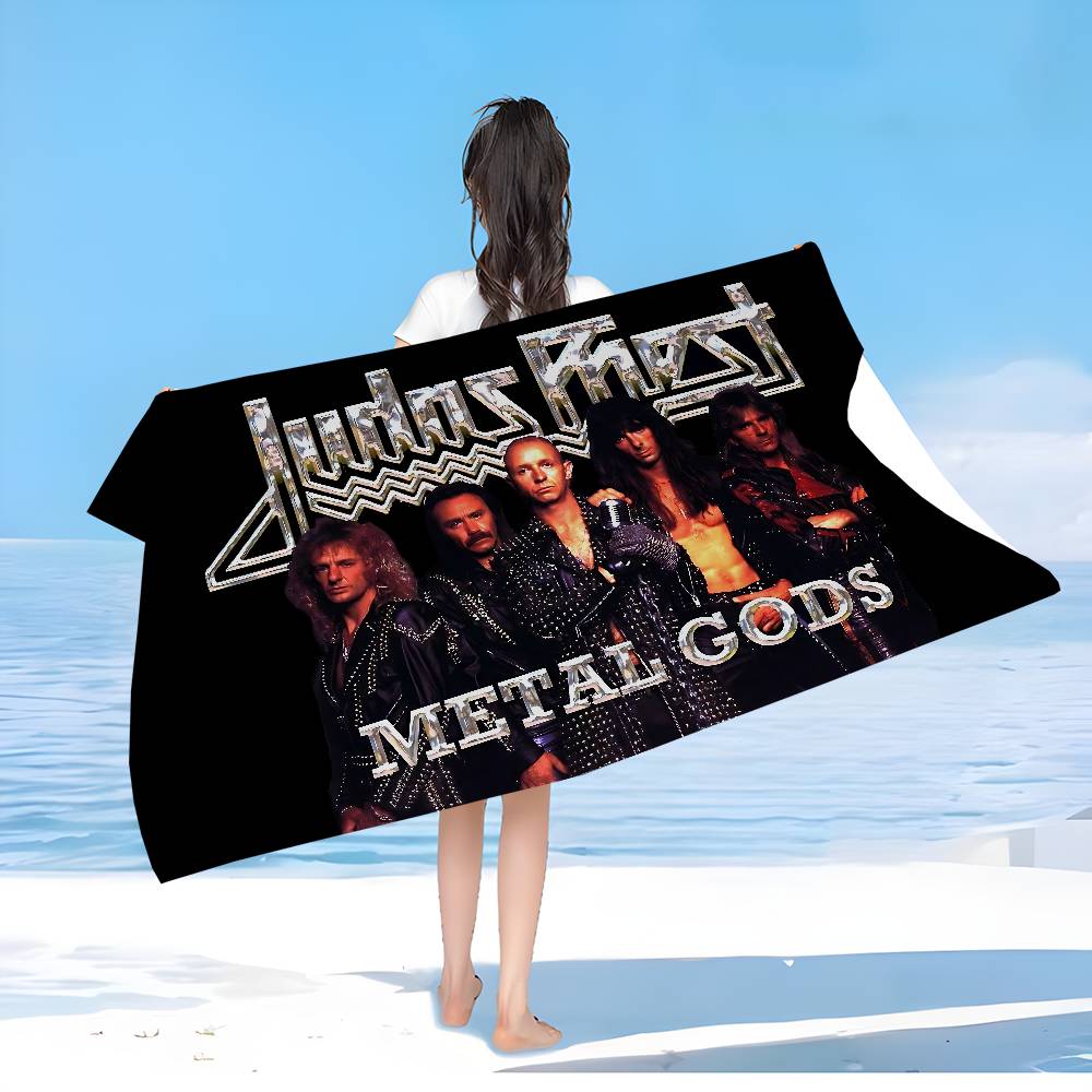 J-Judas P-Priest ROCK BAND Asciugamano da Bagno Microfibra Morbido Assorbente Traspirante Per Ragazza Bambini Decorativo Cartone Animato Asciugamano da Spiaggia