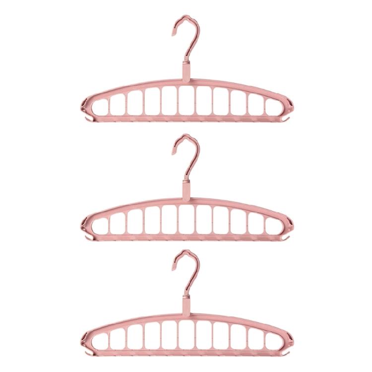 Space Saving Vertical And Horizontal Hanger System With 11 Multifunctional Hook Multiple Hole Garment Hanger розовый