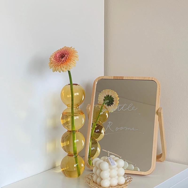 Korean-Style Transparent Glass Flower Vase for Soft Decoration and Photography