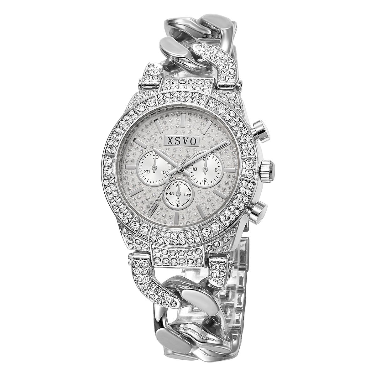 

New Fashion Light Luxury Gimono Diamond Chain Strap for Women Quartz Watch for Christmas and Halloween Gifts срібний