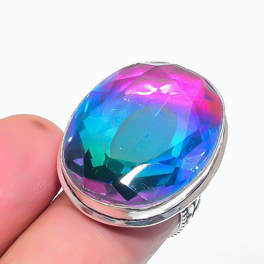 

Natural Bi-Color Tourmaline 925 Sterling Silver Jewelry Ring Size 6 p1v10
