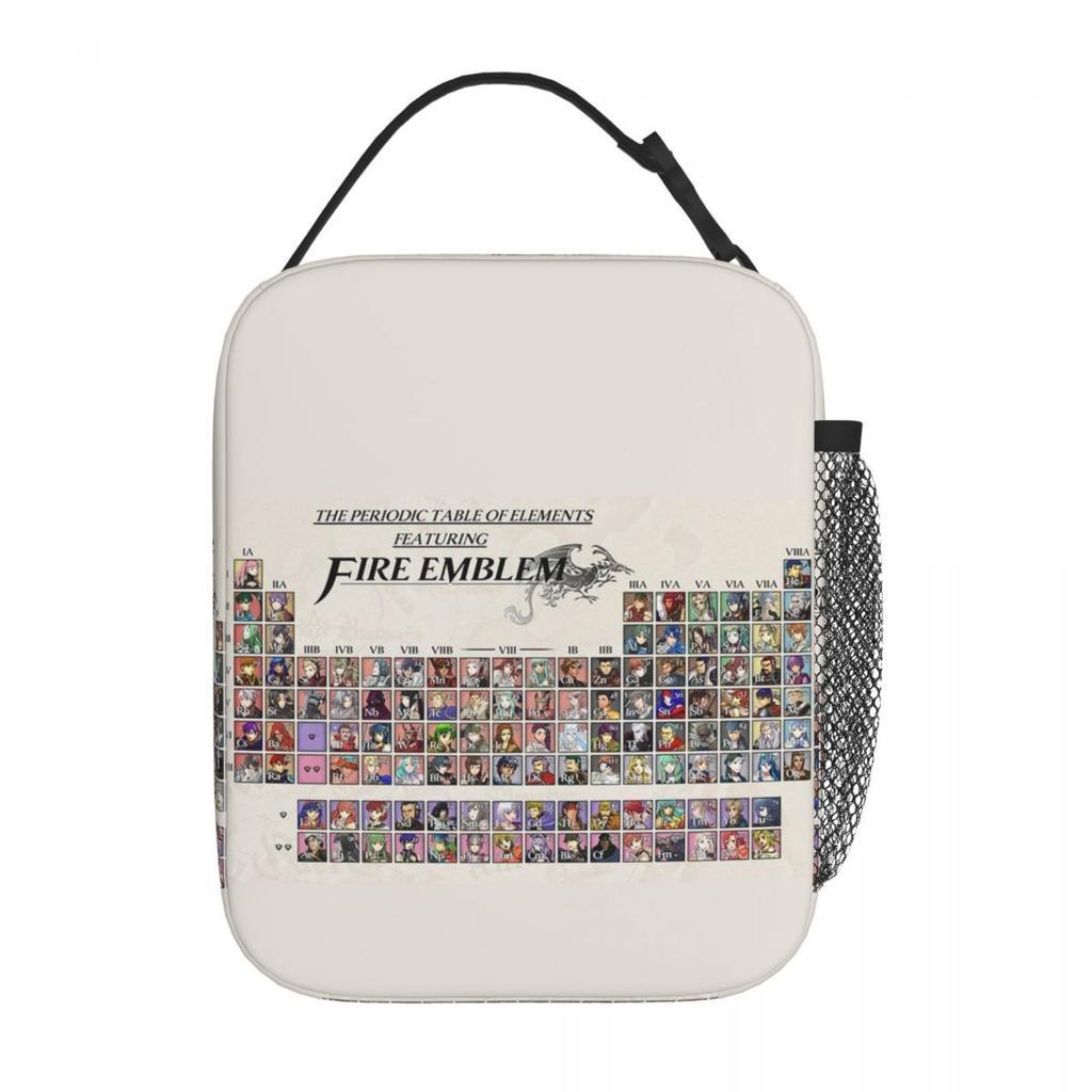 Periodic Table Fire Emblem Insulated Lunch Bag for Women Children Portable Food Boxes Thermal Lunch Box Tote