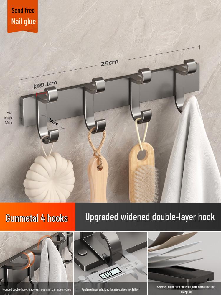 Meiruid Wall-Mounted No-Drill Double-Layer Space Aluminum Coat & Hat Hook