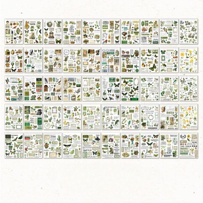 50 Pcs Large-sized Sticker Books Vintage Decorative Adhesive Diy Stick Labels Diary Album Scrapbooking Material Craft Supplies