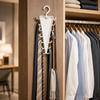 White Plastic Angled Hanger Holder for Closet Storage, Double Sided Rack for Scarves Belts and Daily Closet Rod Use