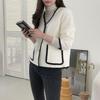 New Arrivals Open Run Momi Lee Fall Sweater Outer Color Block Stretch Cardigan