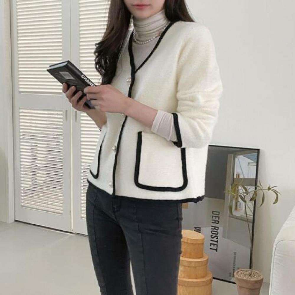 New Arrivals Open Run Momi Lee Fall Sweater Outer Color Block Stretch Cardigan