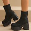 Brand Women Boots Platform Heels  Lightweight Casual Shoes for Women Chunky Heels Block Heel  Fashion Girls Sock Boots