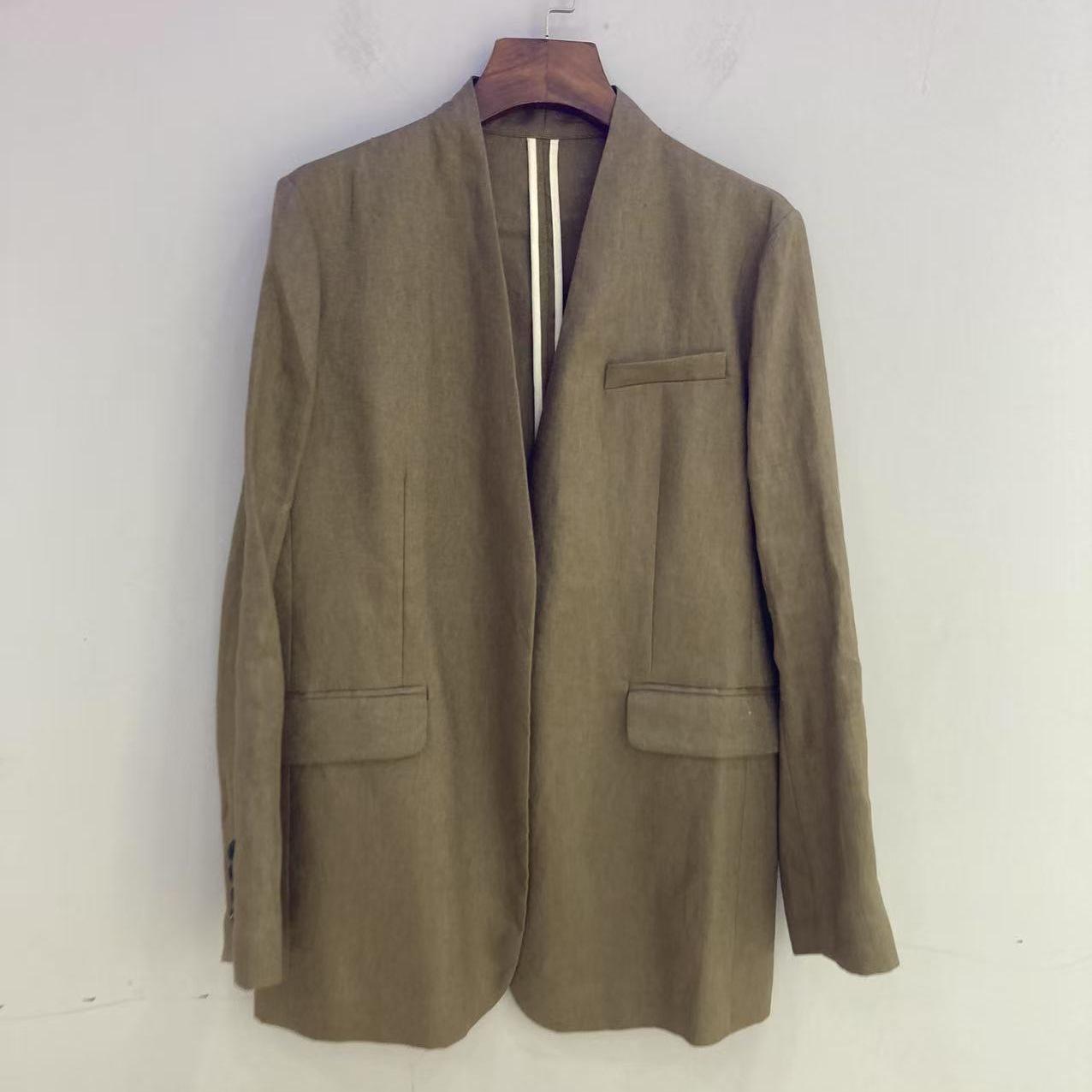 

Nanyou Женский льняной жакет высокого класса без воротника - Минималистичный стиль, Осень 25 8