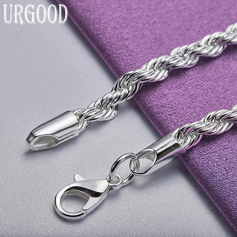 925 Sterling Silver 4mm Twist Chain Fashion Bracelet