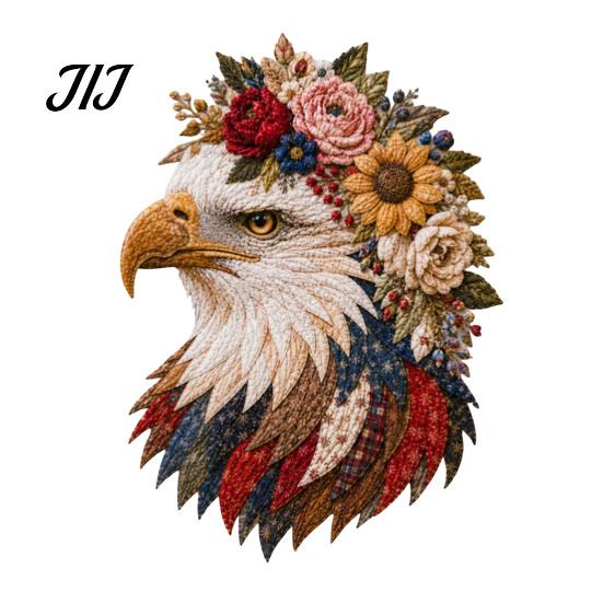 Eagle Themed Home Ornament Patchwork DIY Kit, Christmas Fabric Art Halloween Sewing Kit Patriotic Craft for Handmade Wall Decor Relaxing Crafting