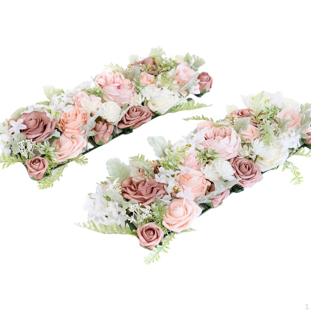 2 Pcs Artificial Floral Swag Centerpiece Wreath Hanging Garland Wedding Flowers for Garden Home