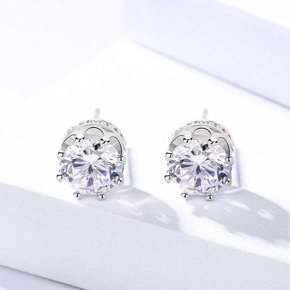 Exquisite Eight Claws Crown Stud Earrings 925 Silver Moissanite Earrings for Women Wedding Birthday Jewelry Gifts