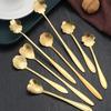 8-teiliges Blumen-Teelöffel-Set Kleiner Kaffeelöffel Niedlicher Eiscreme-Dessertlöffel Silber Gold Edelstahl Löffel für Kaffee Tee4