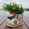 Cowboy Shoe Plant Pot Flowerpot, Vintage Boot Growing Container for Succulents Herb Flower, Resin Gnome Garden Decor