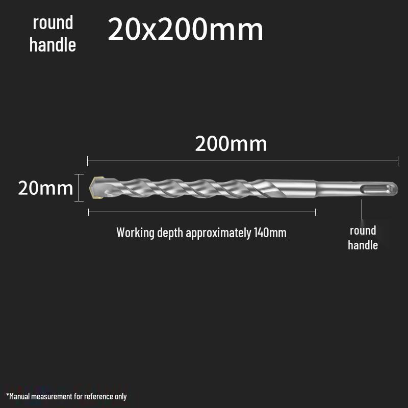 Square Shank 4-Flute Impact Drill Bit for Concrete, Round Shank 2-Flute Hole-Enlarging Drill Bit 150MM