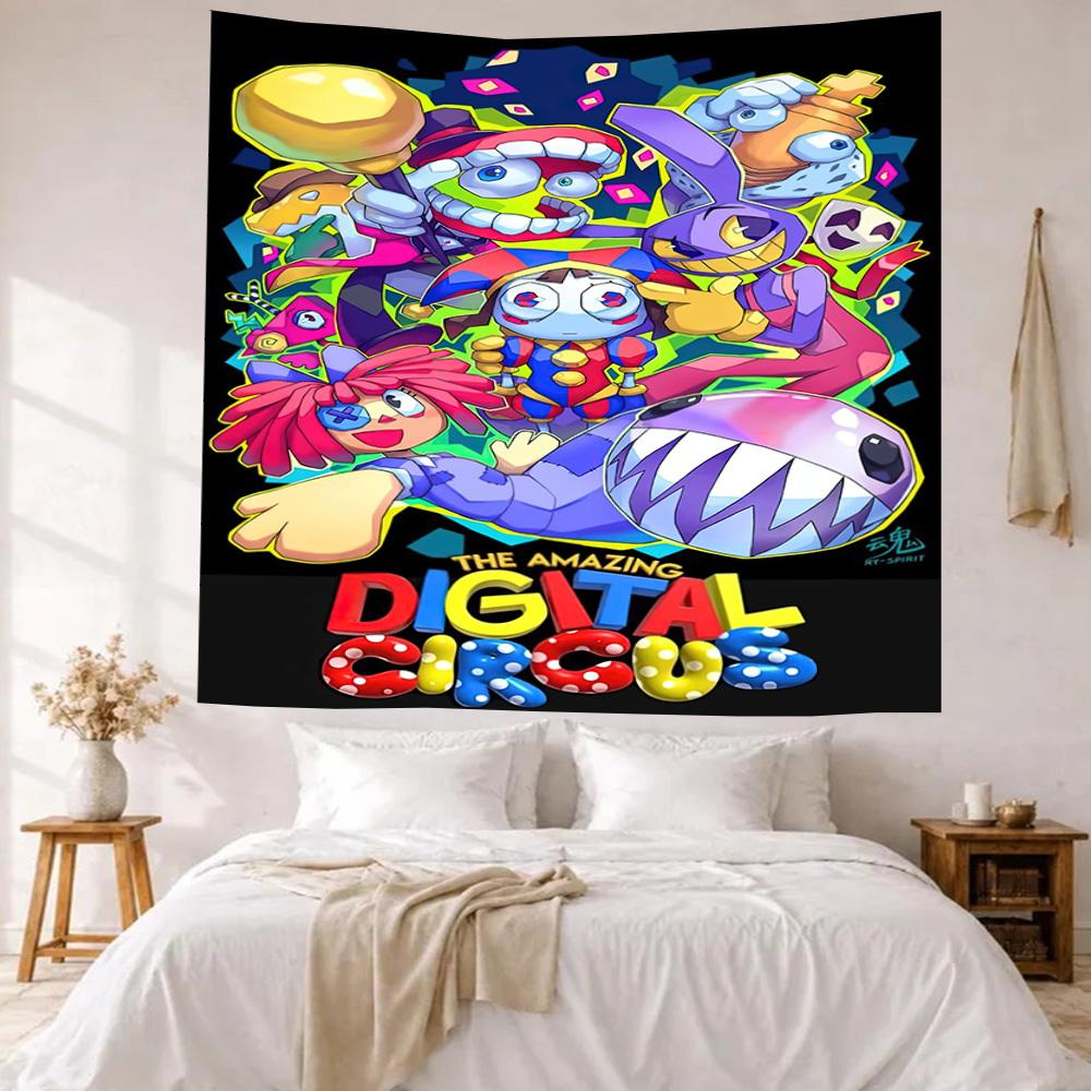 Digital Circus Wall Decor Tapestry Art For Pet Memorial Birthdaywedding Party Backdrop Family Gift