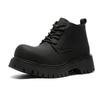 Big head leather shoes platform Martin boots men's middle help 2024 new tooling locomotive trend short boots 18922-J