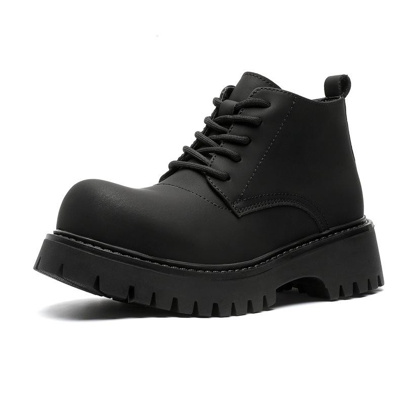 Big head leather shoes platform Martin boots men's middle help 2024 new tooling locomotive trend short boots 18922-J