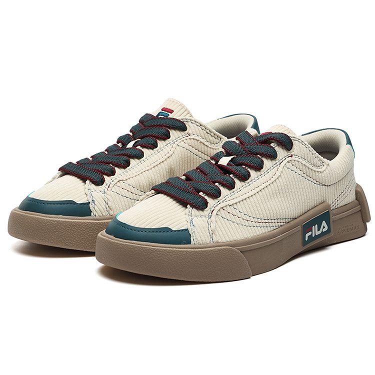 Fila Fusion Pop Fabric Synthetic Leather Corduroy Casual Round Toe Lace-Up Low-Top Sneakers Men Sneakers Off-White Blue T12M218204FAS