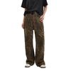 American Retro Leopard Print Jeans Mid Waist Straight Wide Leg Denim Pants Loose Streetwear Trousers For Women