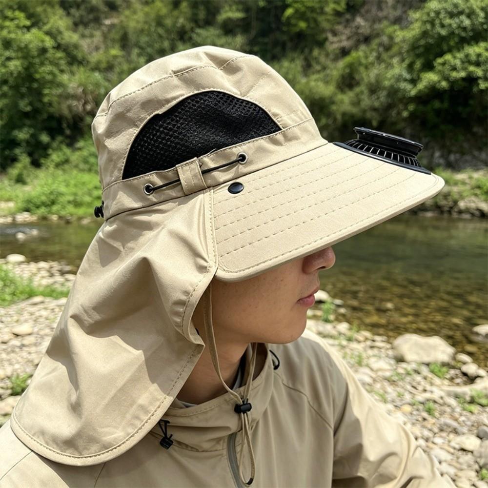 Long-lasting Fishing Sun Shading Cap Portable Wide Brim Fan Hat for 3.7V/300mAh Gardening