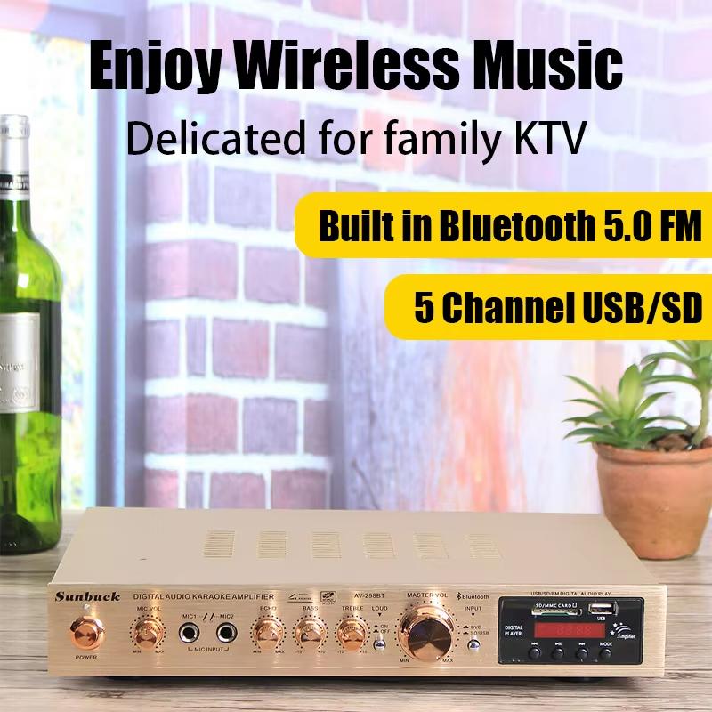 110/220V 2000W Bluetooth 5.0 Audio Power Amplifier Home Theater Amplifiers amplificador Audio Support FM USB with Remote Control