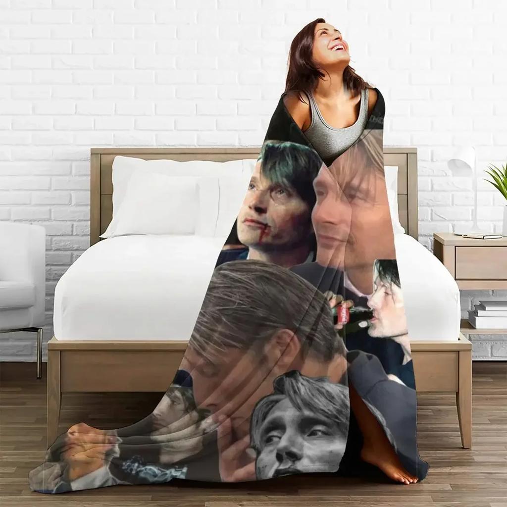 Mads Mikkelsen Warme Weiche Decke Schauspieler Star Fotos Flugzeug Reise Überwurfdecke Winter Lustiger Flanell Bettüberwurf Sofa Bettbezug