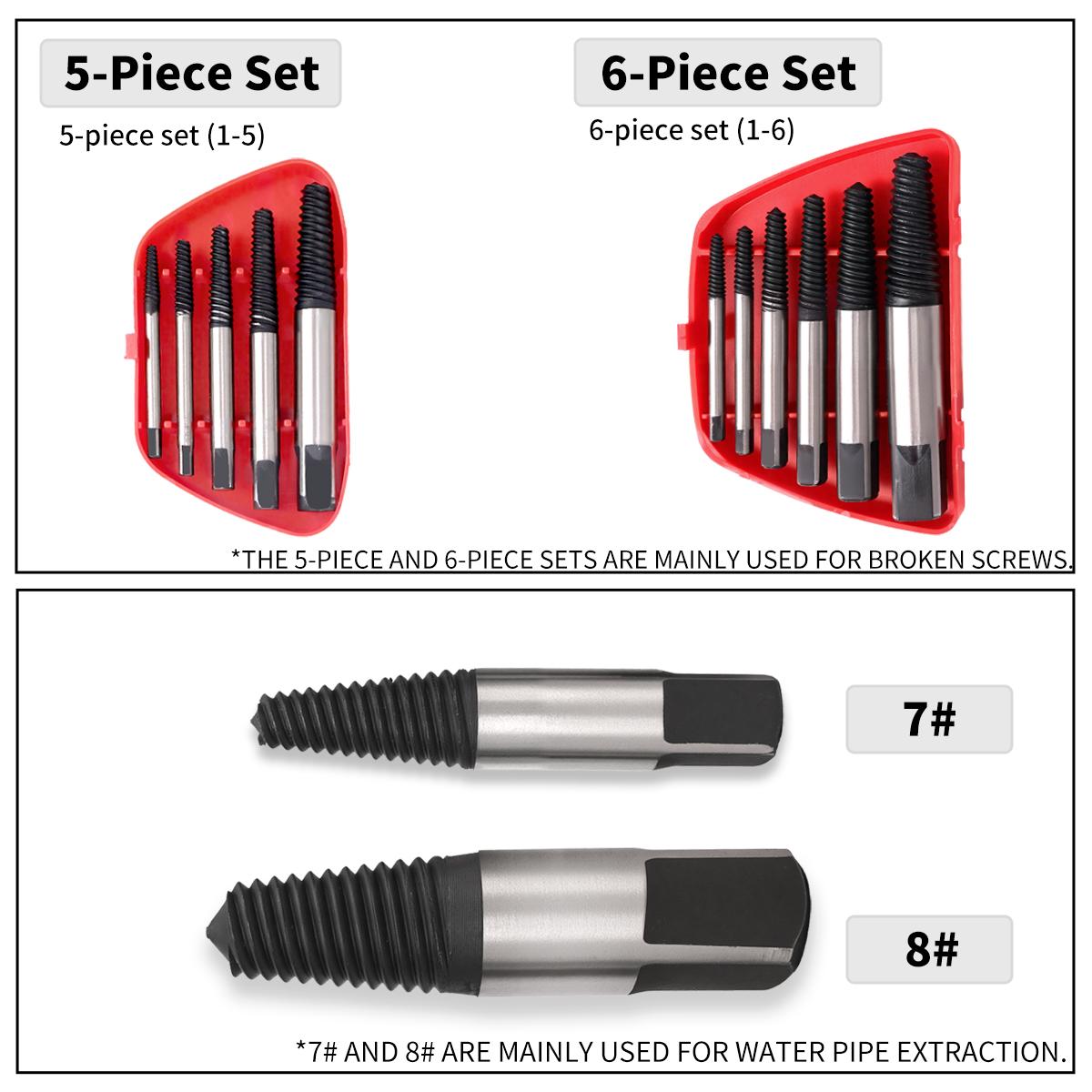 1/5/6PCS Screw Remover Extractor Drill Bits Guide Plumbing Pipe Screw Rusty Broken Studs Bolt Head Damaged Screw Remover Tool