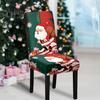 Christmas Chair Cover Dustproof Cartoon Santa Snowman Print Stretchable Fabric Anti-slip New Year Party Decoration Chair Protective Sleeves