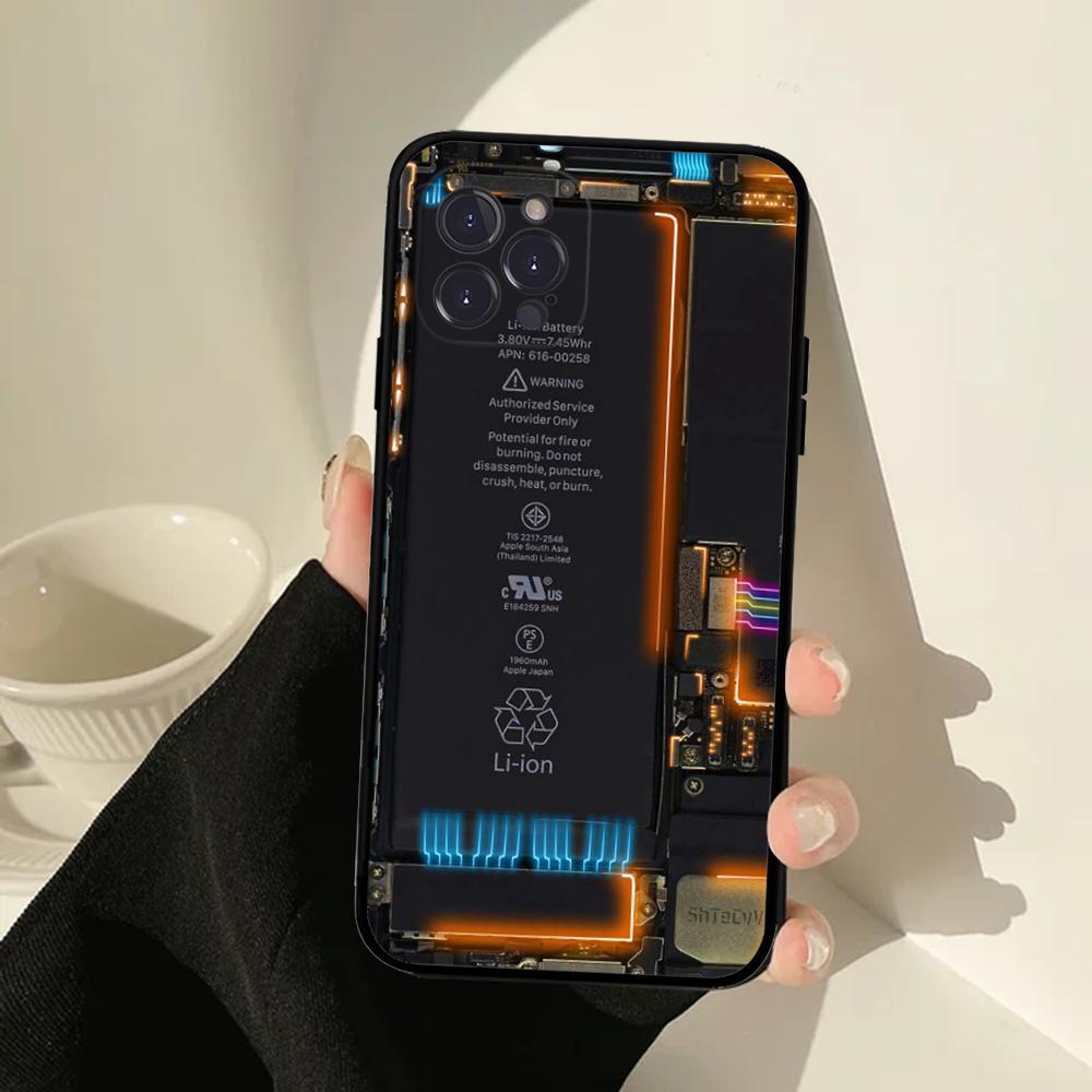 Inside Circuit Board Phone Case For IPhone 16 15 14 11 12 13 Mini Pro XS Max Cover 6 7 8 Plus X Funda Shell